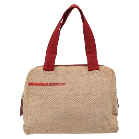 PRADA Hand Bag Canvas Red Silver Auth bs25015 - Picture 2 of 16